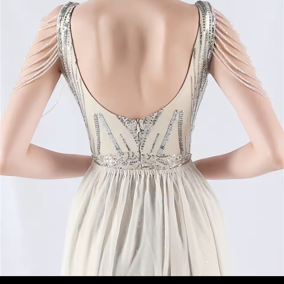 Elegant Silver Evening Gown - Picture 7 of 15